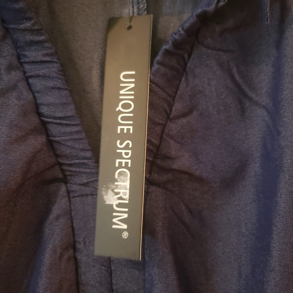 NWT Rayon Denim Sheen Ruffle Blouse - Picture 8 of 9